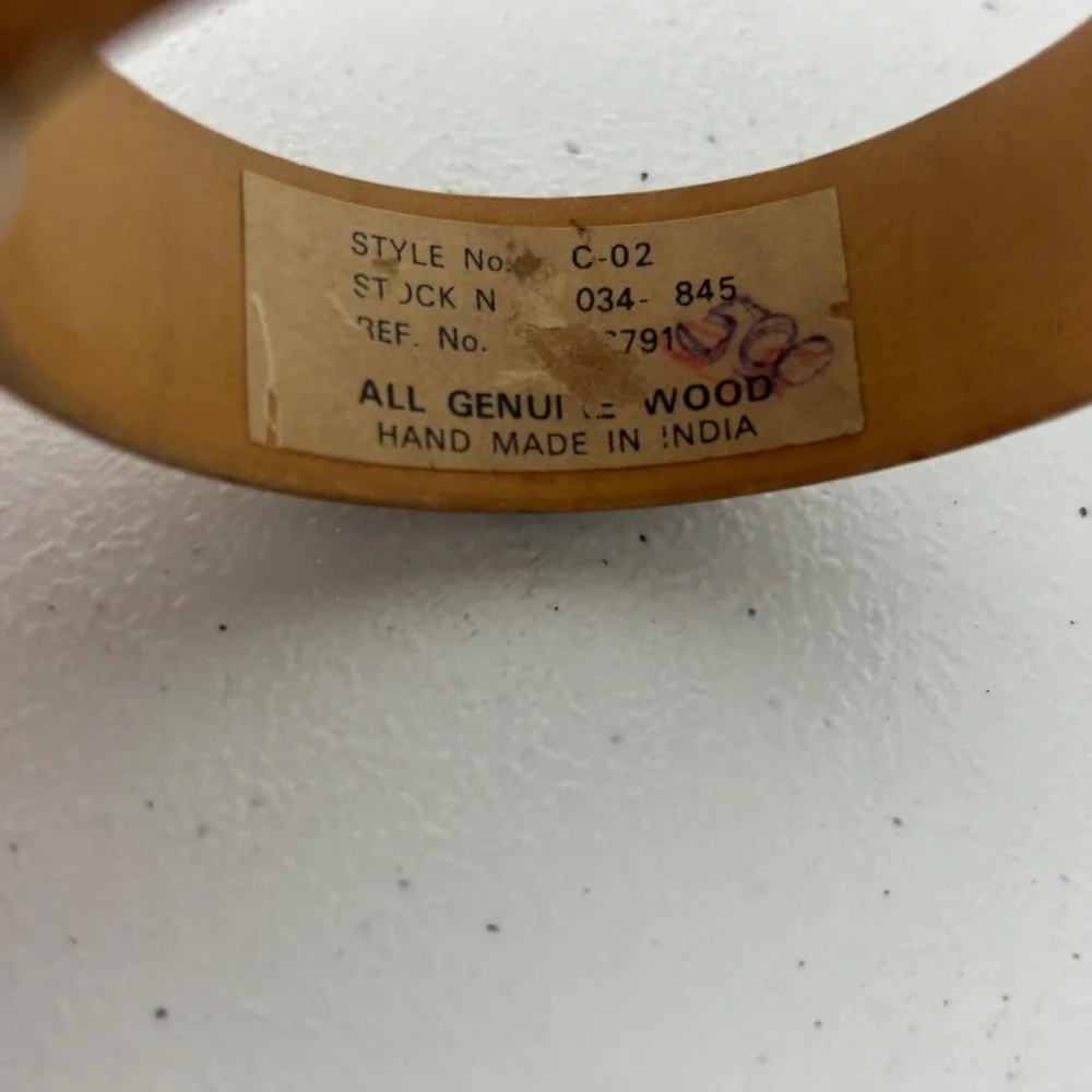 Vtg Wood Bangle Bracelet Boho Indie Festival Earthy Handmade India Women 7.5" - Picture 4 of 8